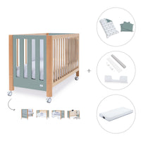 Lettino co-sleeping 60x120 cm (5in1) legno/verde · Occa C166-M9557
