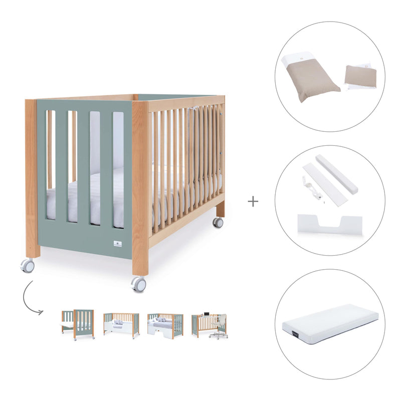 Lettino co-sleeping 60x120 cm (5in1) legno/verde · Occa C166-M9557