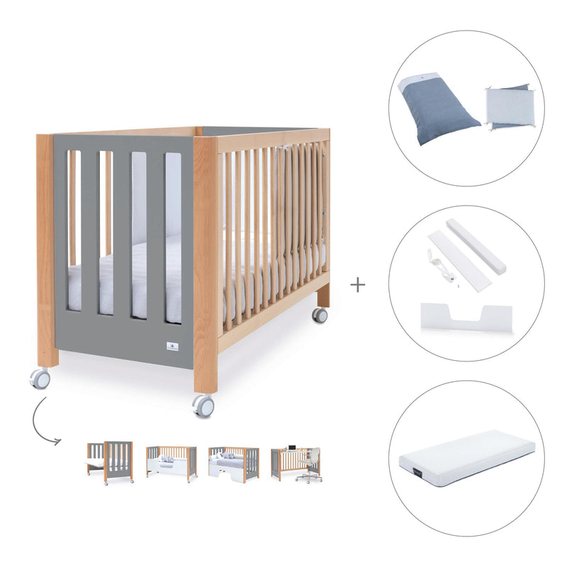 Lettino co-sleeping 60x120 cm (5in1) legno/grigio · Occa C166-M9558