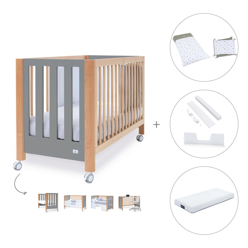 Lettino co-sleeping 60x120 cm (5in1) legno/grigio · Occa C166-M9558