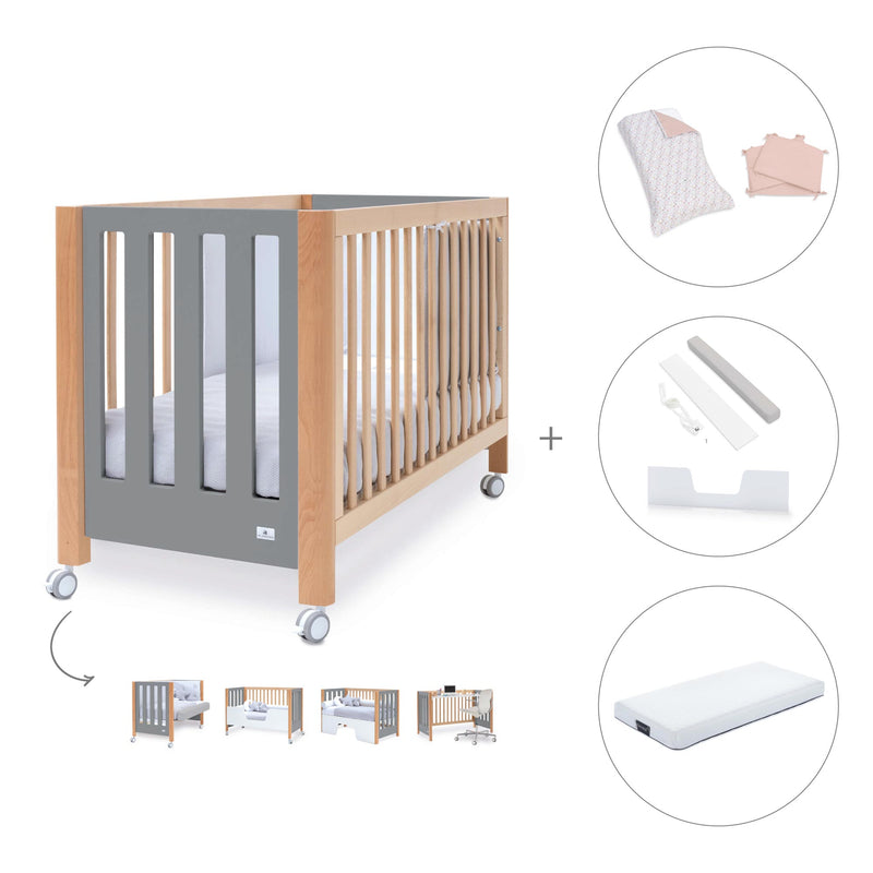 Lettino co-sleeping 60x120 cm (5in1) legno/grigio · Occa C166-M9558