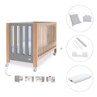Lettino co-sleeping 60x120 cm (5in1) legno/grigio · Occa C166-M9558