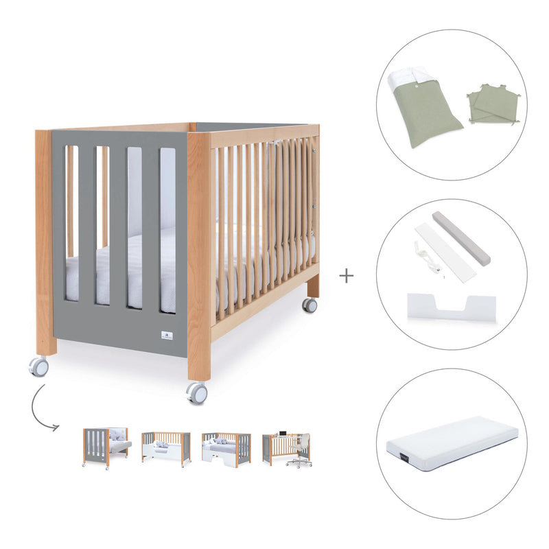 Lettino co-sleeping 60x120 cm (5in1) legno/grigio · Occa C166-M9558
