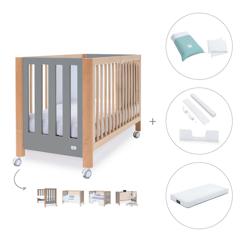 Lettino co-sleeping 60x120 cm (5in1) legno/grigio · Occa C166-M9558