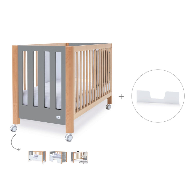 Lettino co-sleeping 60x120 cm (5in1) legno/grigio · Occa C166-M9558