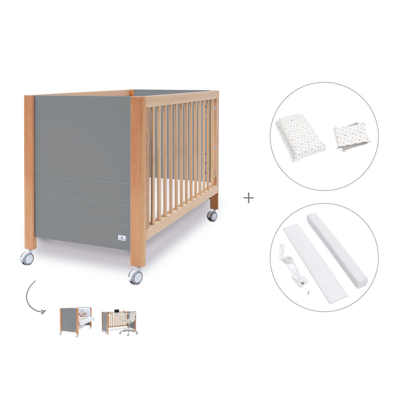 Lettino co-sleeping 60x120 cm (5in1) legno/grigio · Ombra C167-M9558