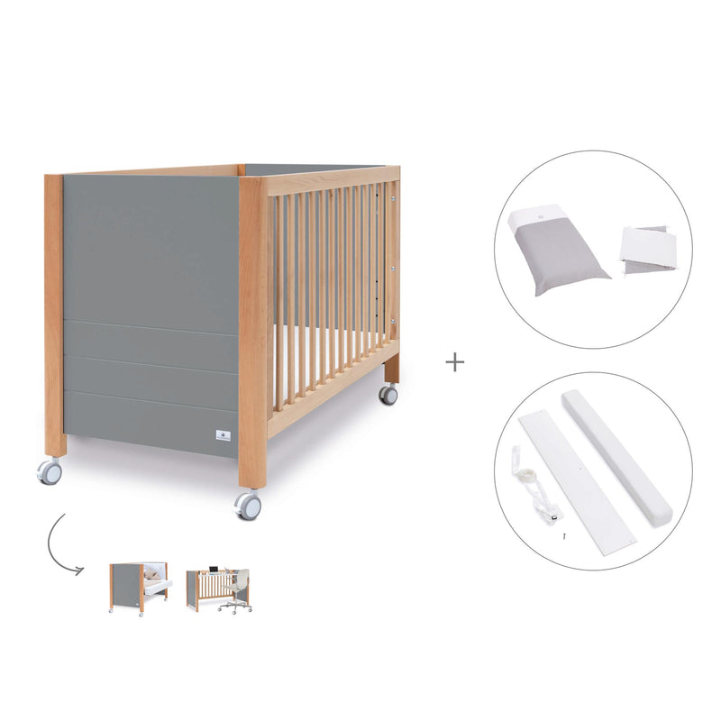 Lettino co-sleeping 60x120 cm (5in1) legno/grigio · Ombra C167-M9558