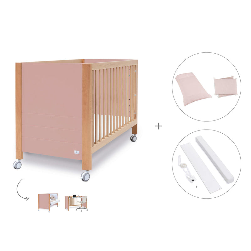 Lettino co-sleeping 60x120 cm (5in1) legno/rosa · Ombra C167-M9559