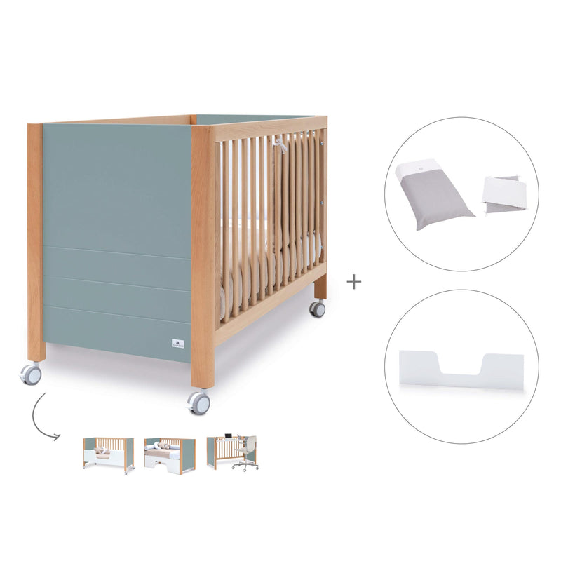 Lettino co-sleeping 60x120 cm (5in1) legno/verde · Ombra C167-M9557