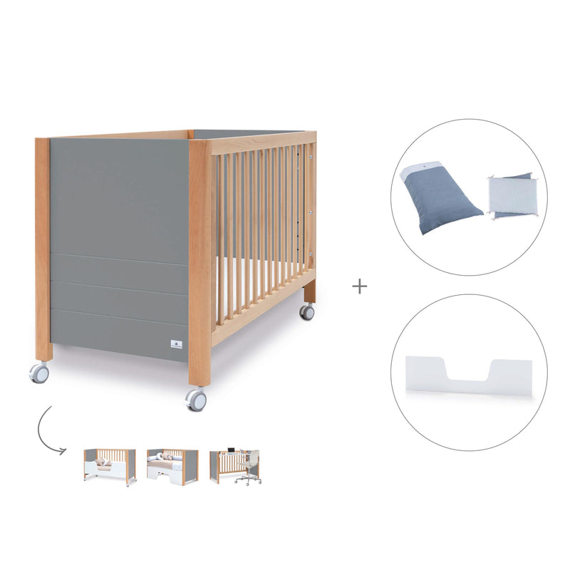 Lettino co-sleeping 60x120 cm (5in1) legno/grigio · Ombra C167-M9558