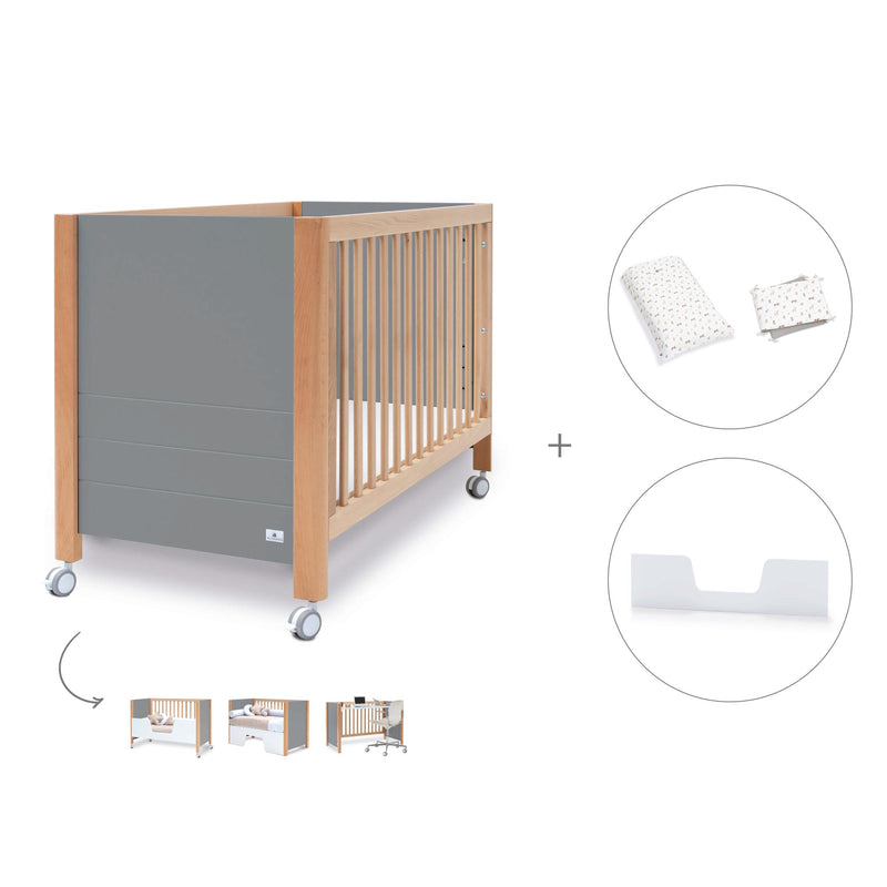 Lettino co-sleeping 60x120 cm (5in1) legno/grigio · Ombra C167-M9558