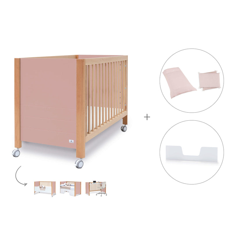 Lettino co-sleeping 60x120 cm (5in1) legno/rosa · Ombra C167-M9559