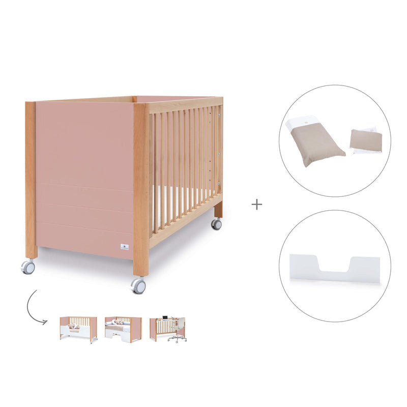 Lettino co-sleeping 60x120 cm (5in1) legno/rosa · Ombra C167-M9559