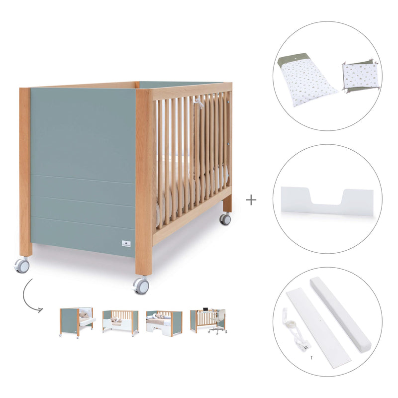 Lettino co-sleeping 60x120 cm (5in1) legno/verde · Ombra C167-M9557