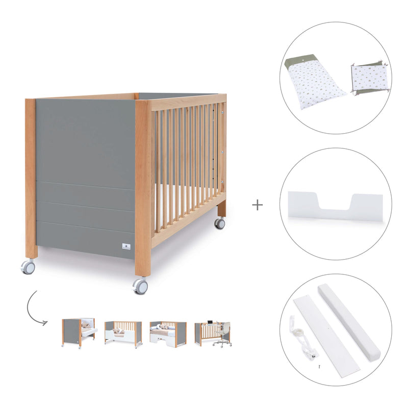 Lettino co-sleeping 60x120 cm (5in1) legno/grigio · Ombra C167-M9558