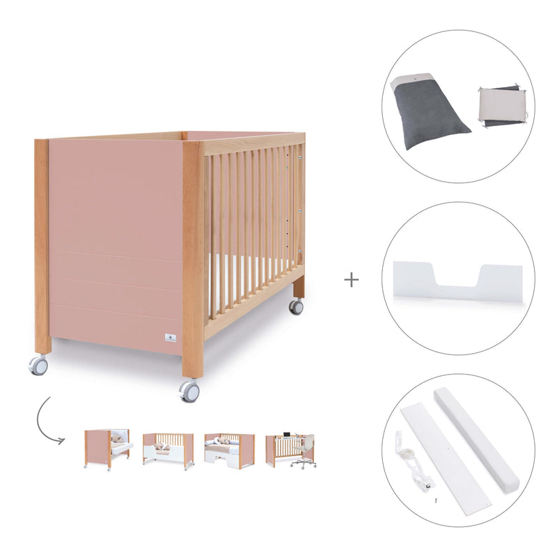 Lettino co-sleeping 60x120 cm (5in1) legno/rosa · Ombra C167-M9559