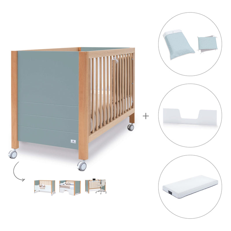 Lettino co-sleeping 60x120 cm (5in1) legno/verde · Ombra C167-M9557