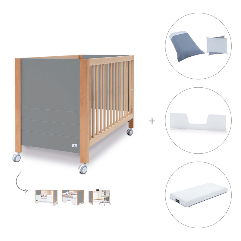 Lettino co-sleeping 60x120 cm (5in1) legno/grigio · Ombra C167-M9558