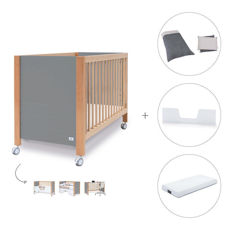 Lettino co-sleeping 60x120 cm (5in1) legno/grigio · Ombra C167-M9558