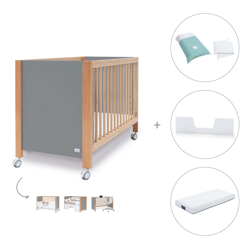 Lettino co-sleeping 60x120 cm (5in1) legno/grigio · Ombra C167-M9558