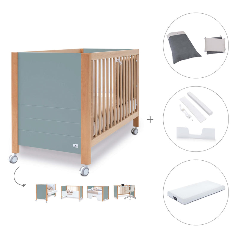 Lettino co-sleeping 60x120 cm (5in1) legno/verde · Ombra C167-M9557