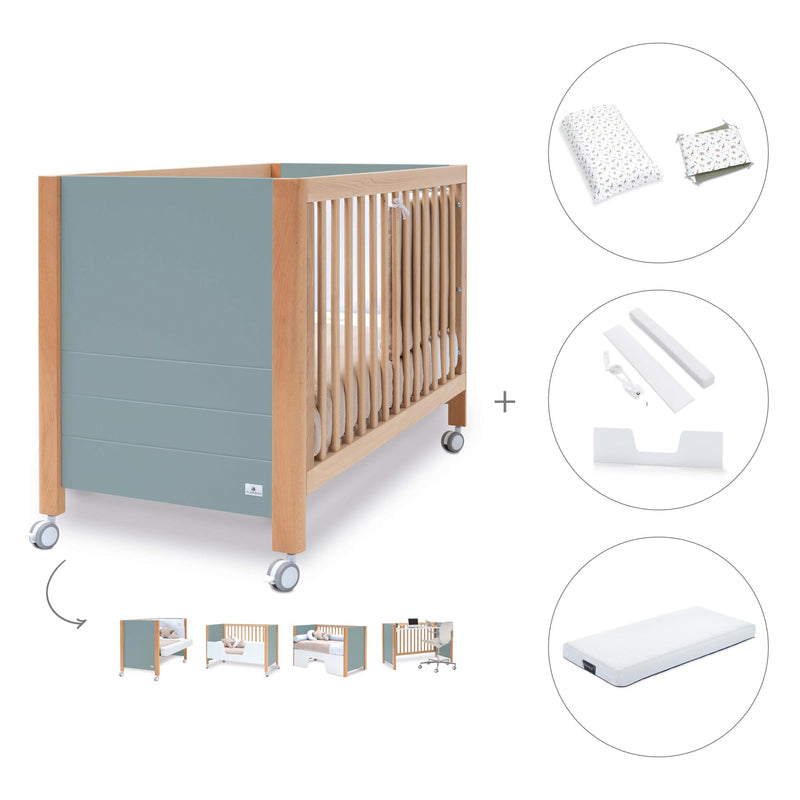 Lettino co-sleeping 60x120 cm (5in1) legno/verde · Ombra C167-M9557