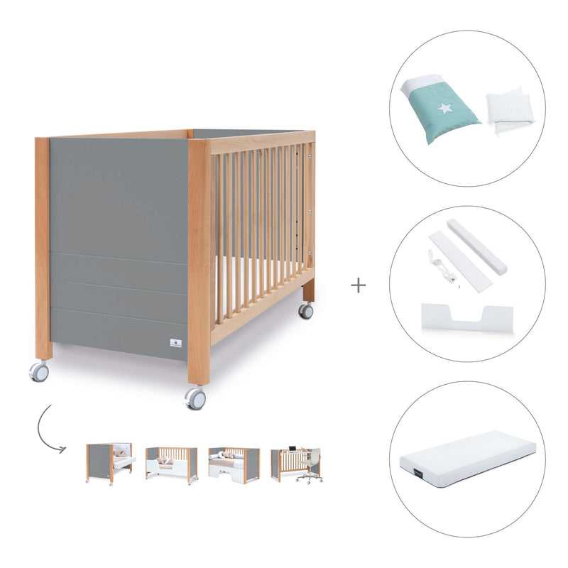 Lettino co-sleeping 60x120 cm (5in1) legno/grigio · Ombra C167-M9558