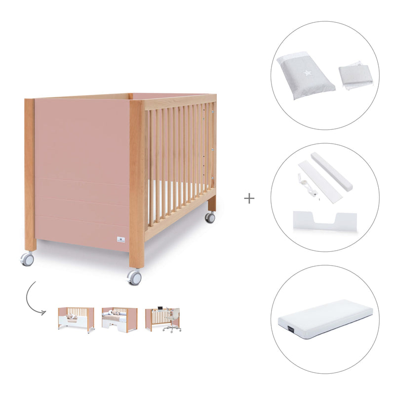 Lettino co-sleeping 60x120 cm (5in1) legno/rosa · Ombra C167-M9559