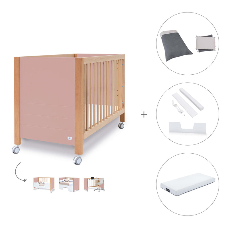 Lettino co-sleeping 60x120 cm (5in1) legno/rosa · Ombra C167-M9559