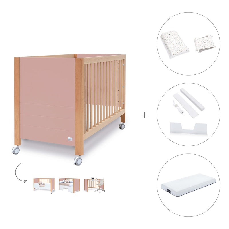 Lettino co-sleeping 60x120 cm (5in1) legno/rosa · Ombra C167-M9559