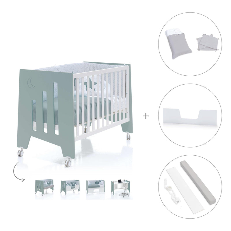 Lettino co-sleeping 60x120 cm (5in1) verde eucalipto · Omni Due Eucalyptus