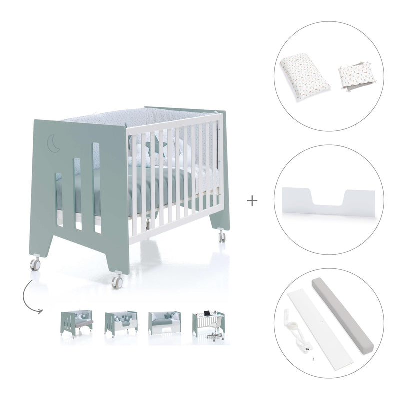 Lettino co-sleeping 60x120 cm (5in1) verde eucalipto · Omni Due Eucalyptus