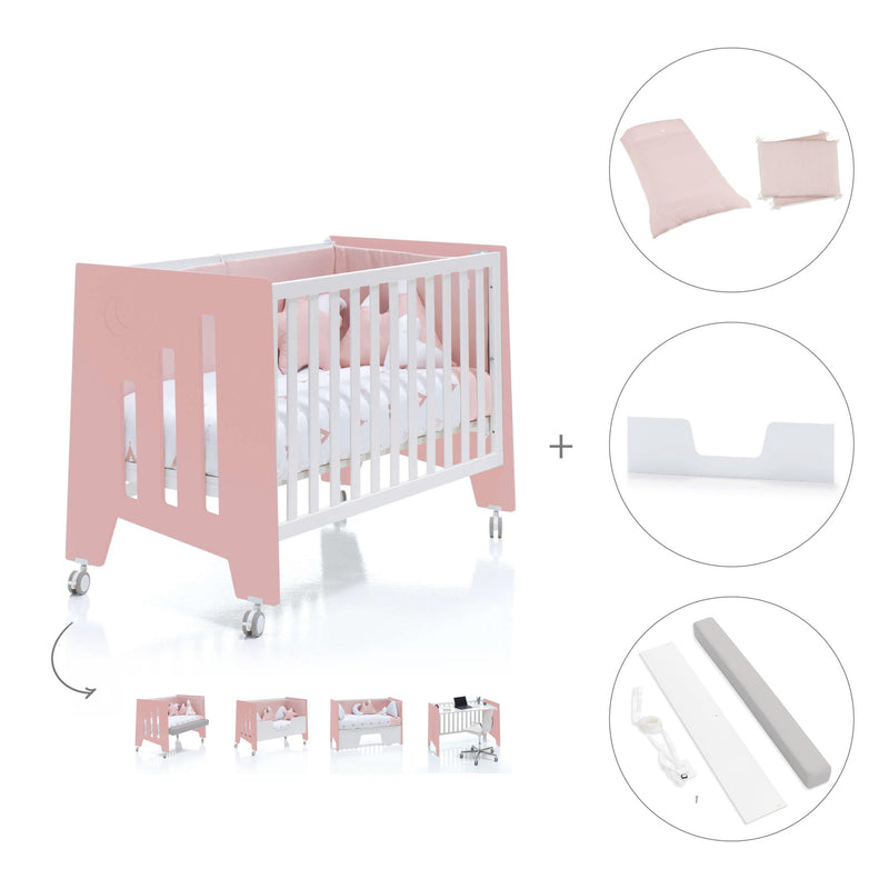 Lettino co-sleeping 60x120 cm (5in1) rosa/bianco · Omni Due Quarzo