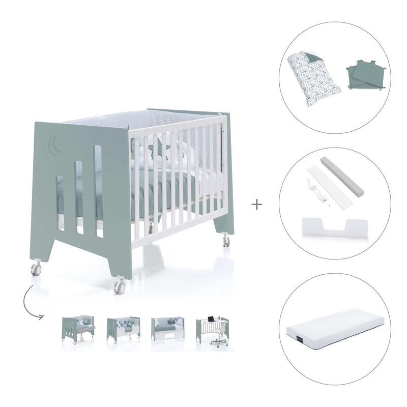 Lettino co-sleeping 60x120 cm (5in1) verde eucalipto · Omni Due Eucalyptus