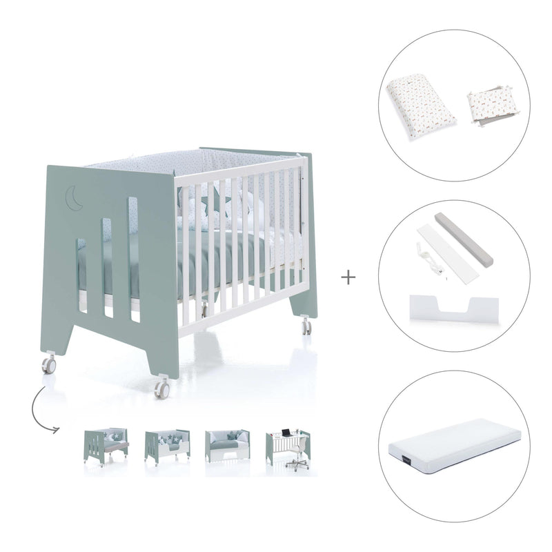 Lettino co-sleeping 60x120 cm (5in1) verde eucalipto · Omni Due Eucalyptus