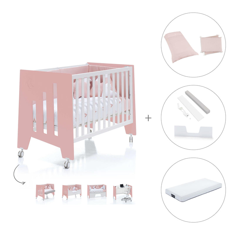 Lettino co-sleeping 60x120 cm (5in1) rosa/bianco · Omni Due Quarzo