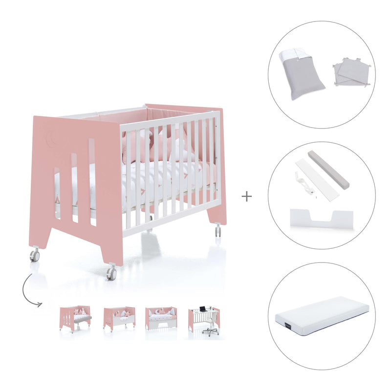Lettino co-sleeping 60x120 cm (5in1) rosa/bianco · Omni Due Quarzo