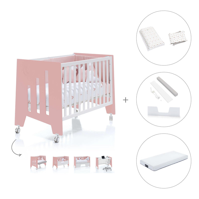 Lettino co-sleeping 60x120 cm (5in1) rosa/bianco · Omni Due Quarzo