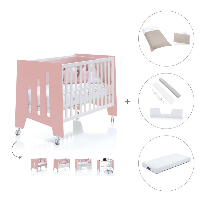 Lettino co-sleeping 60x120 cm (5in1) rosa/bianco · Omni Due Quarzo