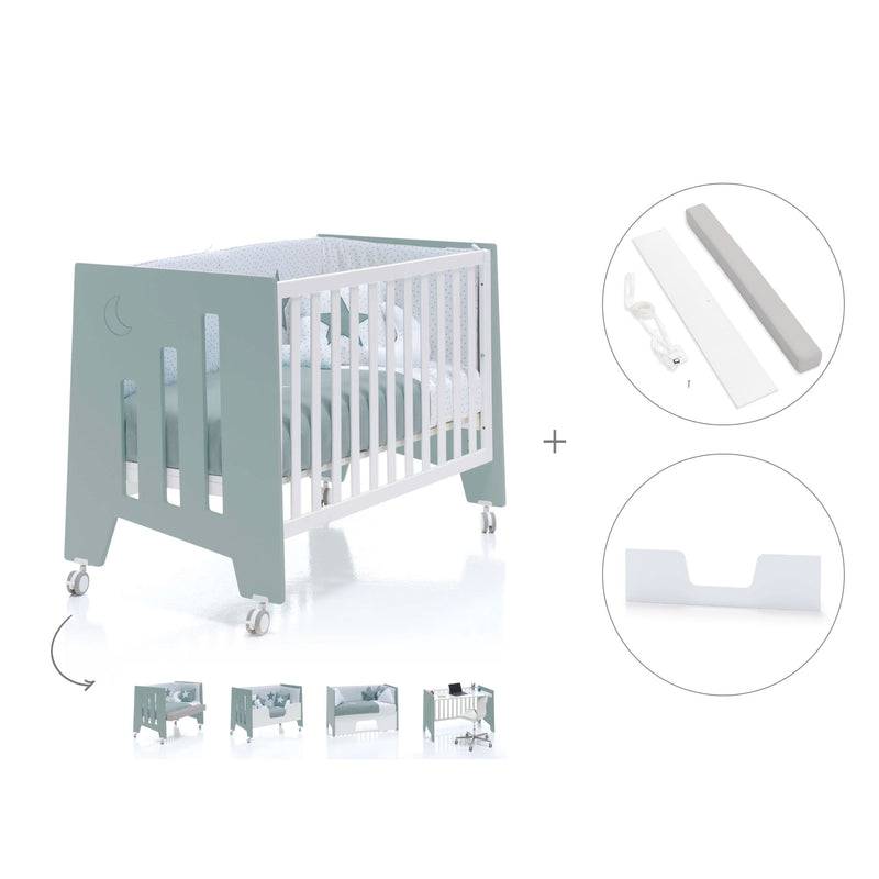 Lettino co-sleeping 60x120 cm (5in1) verde eucalipto · Omni Due Eucalyptus