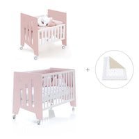 Culla 60x80 cm e lettino 60x120 cm (7in1) rosa chiaro · Omni Tre Flamingo