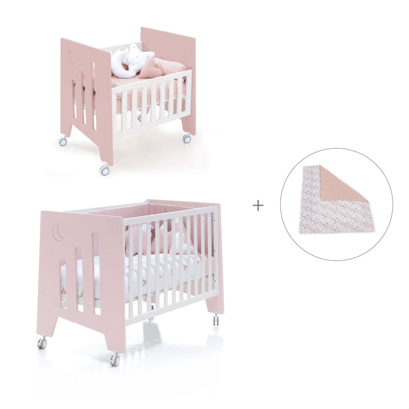 Culla 60x80 cm e lettino 60x120 cm (7in1) rosa chiaro · Omni Tre Flamingo