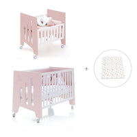 Culla 60x80 cm e lettino 60x120 cm (7in1) rosa chiaro · Omni Tre Flamingo