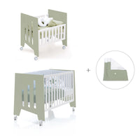 Culla 60x80 cm e lettino 60x120 cm (7in1) verde-oliva · Omni Tre Erba
