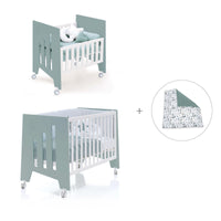 Culla 60x80 cm e lettino 60x120 cm (7in1) verde eucalipto · Omni Tre Eucalyptus