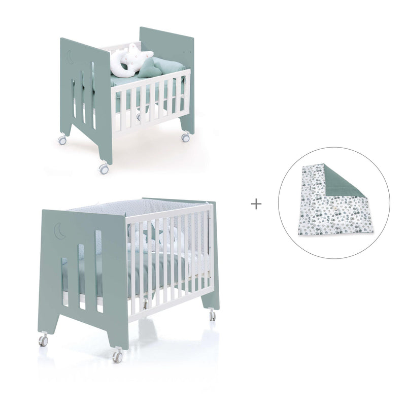 Culla 60x80 cm e lettino 60x120 cm (7in1) verde eucalipto · Omni Tre Eucalyptus