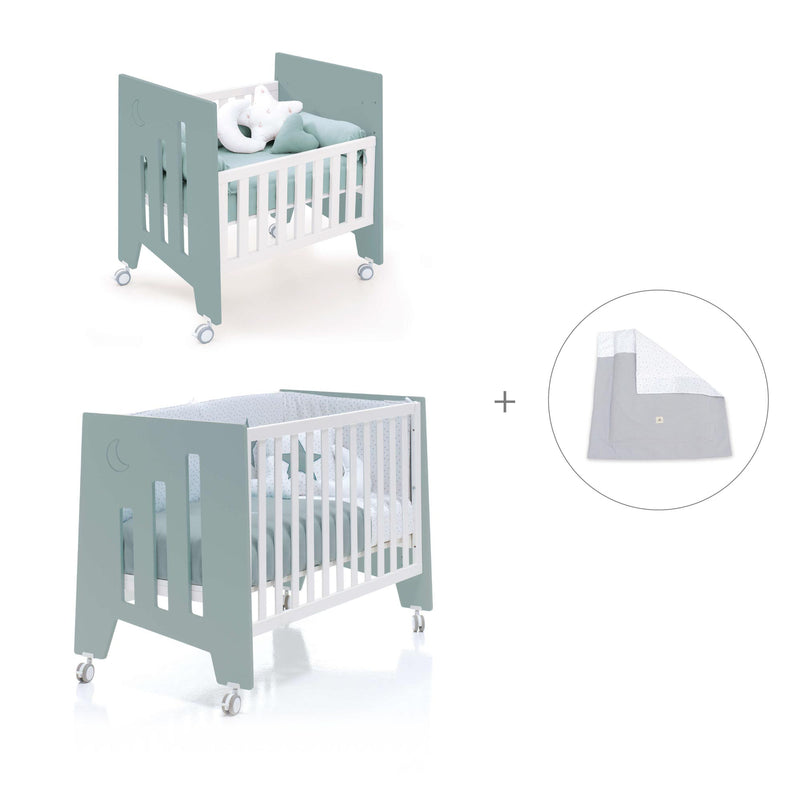Culla 60x80 cm e lettino 60x120 cm (7in1) verde eucalipto · Omni Tre Eucalyptus