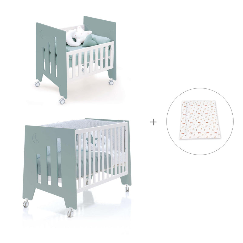 Culla 60x80 cm e lettino 60x120 cm (7in1) verde eucalipto · Omni Tre Eucalyptus