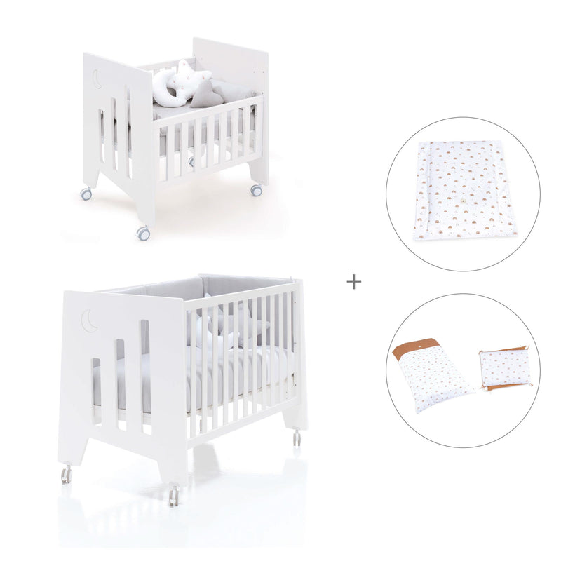 Culla 60x80 cm e lettino 60x120 cm (7in1) bianco · Omni Tre White