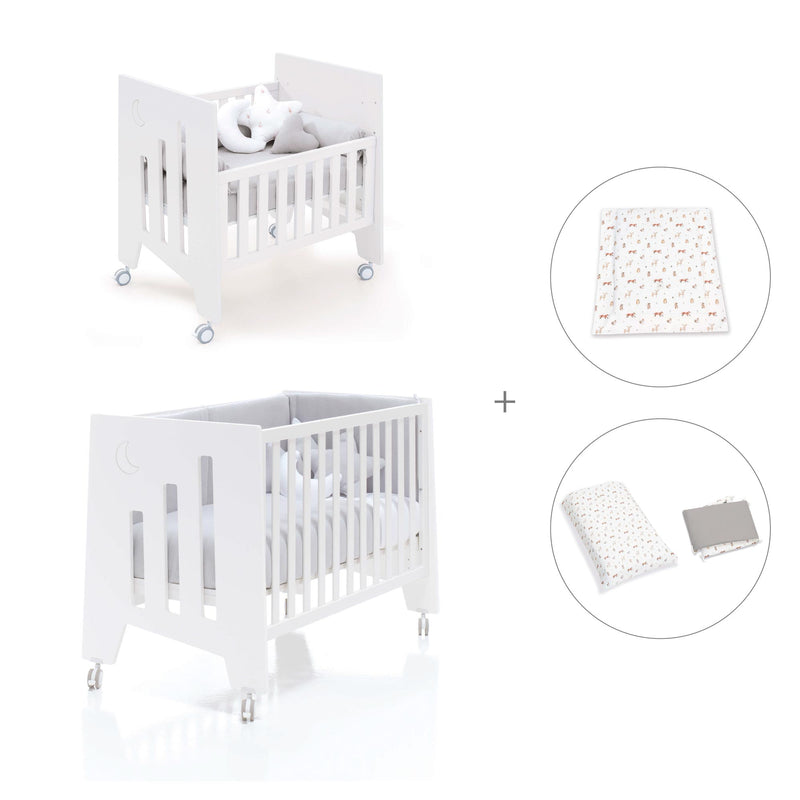 Culla 60x80 cm e lettino 60x120 cm (7in1) bianco · Omni Tre White